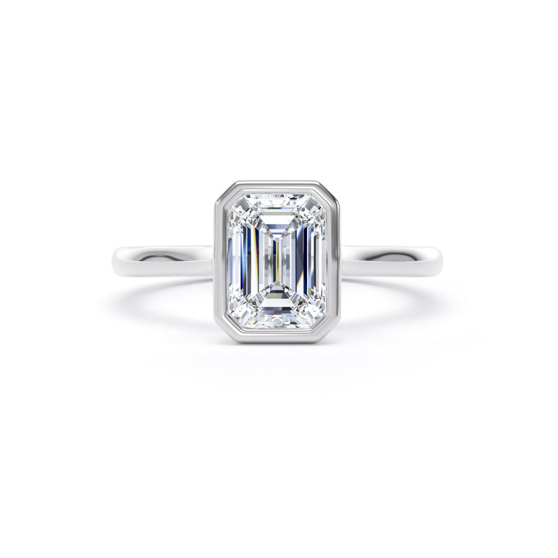 Dina Emerald Cut Engagement Ring in 18ct White Gold