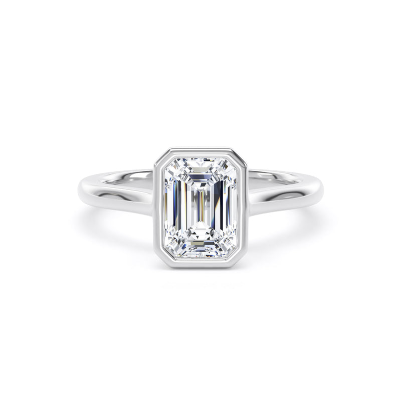 Dina Emerald Cut Engagement Ring in 9ct White Gold