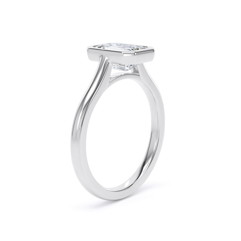 Dina Emerald Cut Engagement Ring in 18ct White Gold