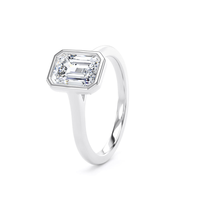 Dina Emerald Cut Engagement Ring in 18ct White Gold