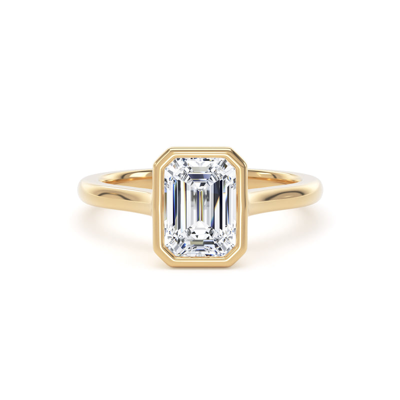 Dina Emerald Cut Engagement Ring in 9ct Yellow Gold