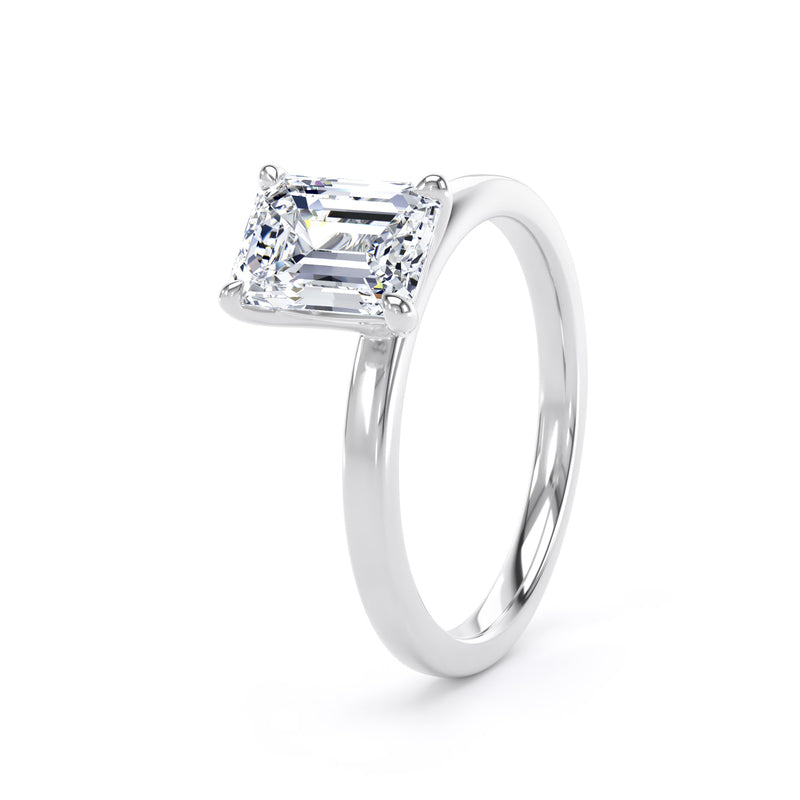 Ciri Emerald Cut Engagement Ring in 9ct White Gold