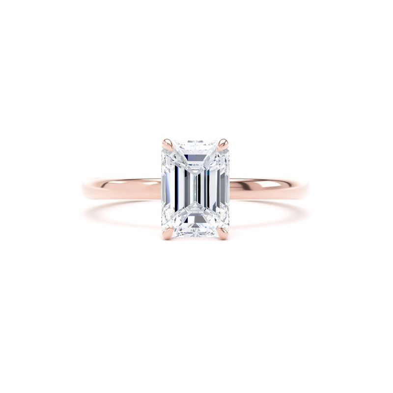 Bryn Emerald Cut Engagement Ring in 18ct Rose Gold