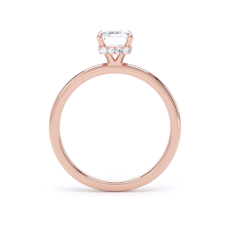 Bryn Emerald Cut Engagement Ring in 18ct Rose Gold