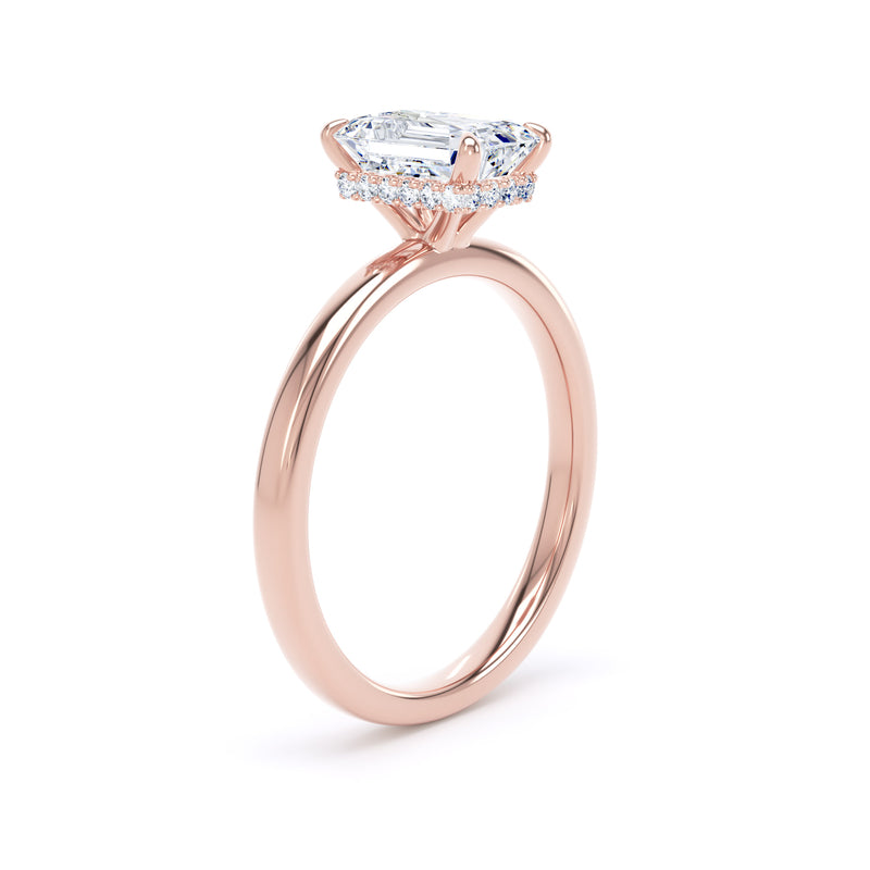 Bryn Emerald Cut Engagement Ring in 18ct Rose Gold