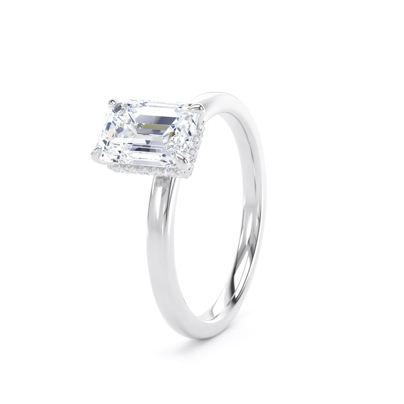 Bryn Emerald Cut Engagement Ring in 9ct White Gold