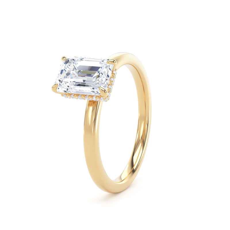 Bryn Emerald Cut Engagement Ring in 9ct Yellow Gold