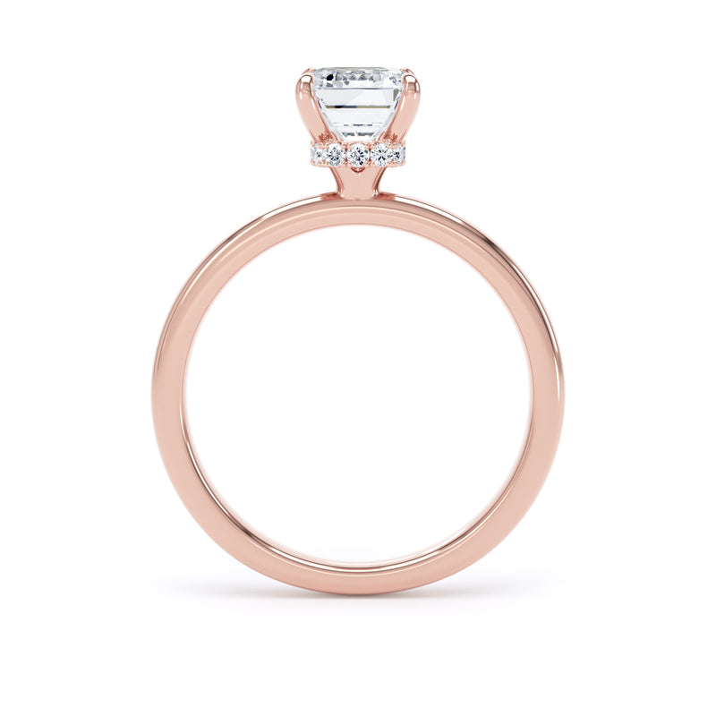 Alma Emerald Cut Engagement Ring in 18ct Rose Gold