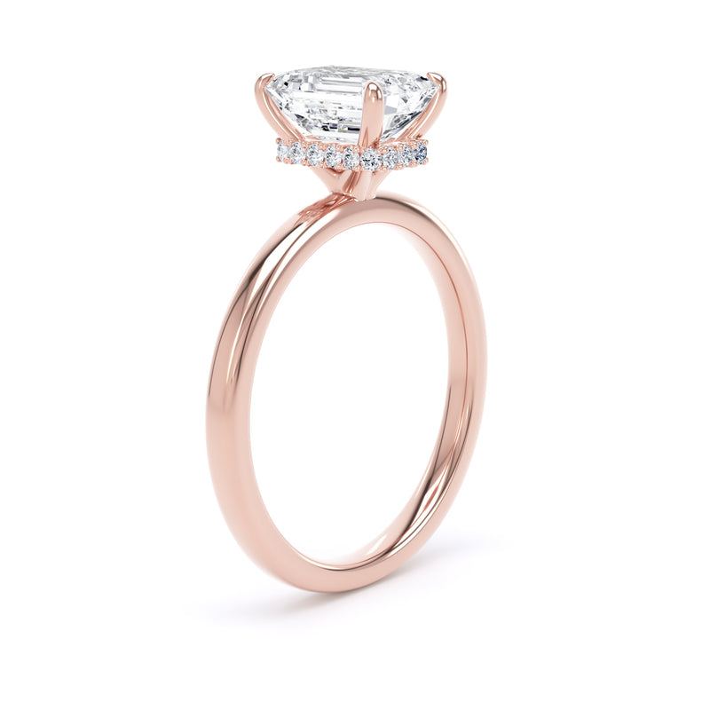 Alma Emerald Cut Engagement Ring in 9ct Rose Gold