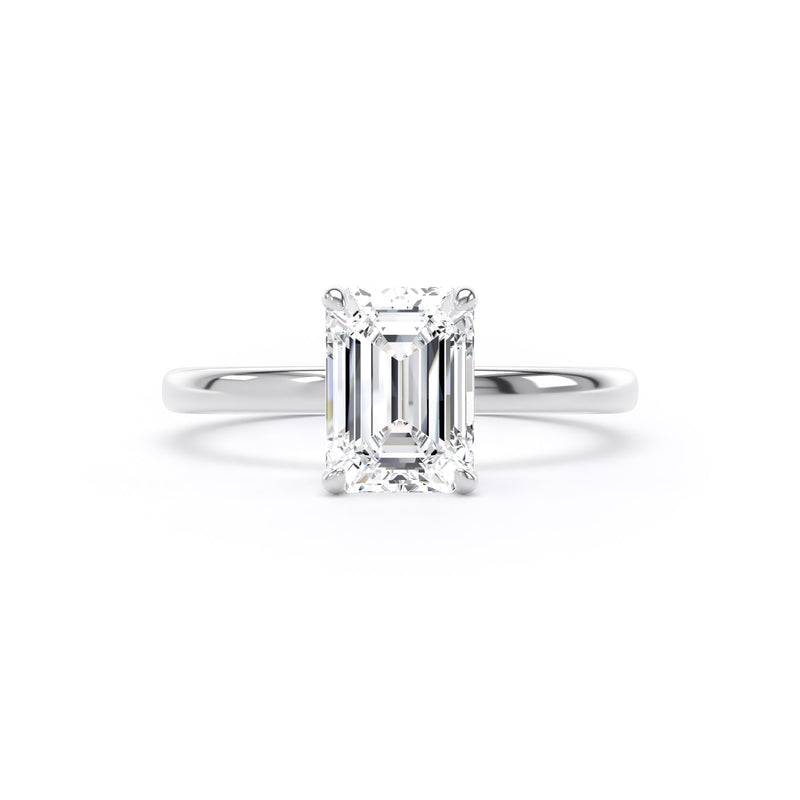 Alma Emerald Cut Engagement Ring in 18ct White Gold