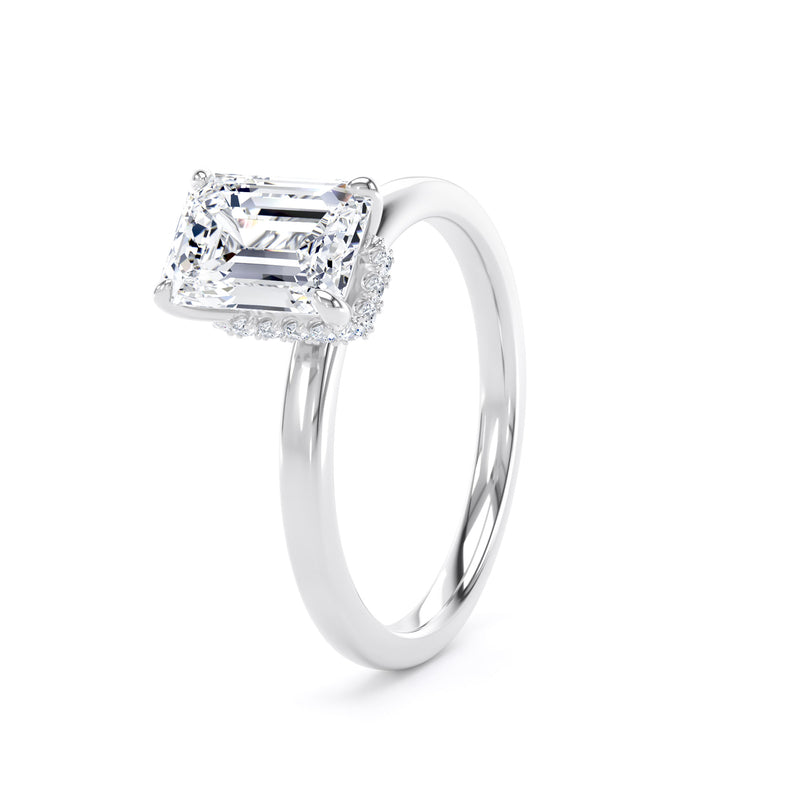 Alma Emerald Cut Engagement Ring in 9ct White Gold