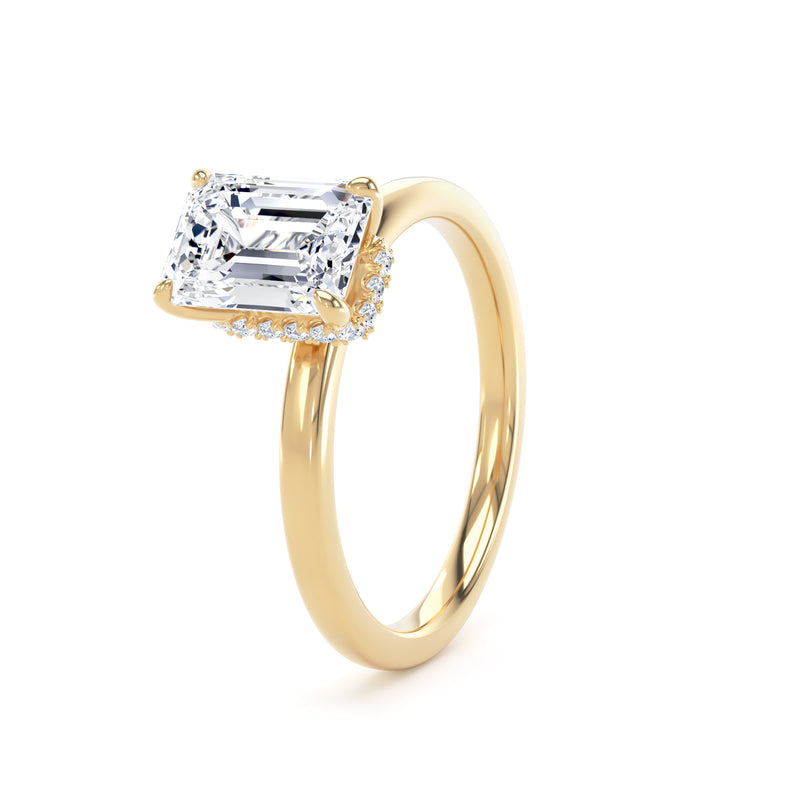 Alma Emerald Cut Engagement Ring in 9ct Yellow Gold