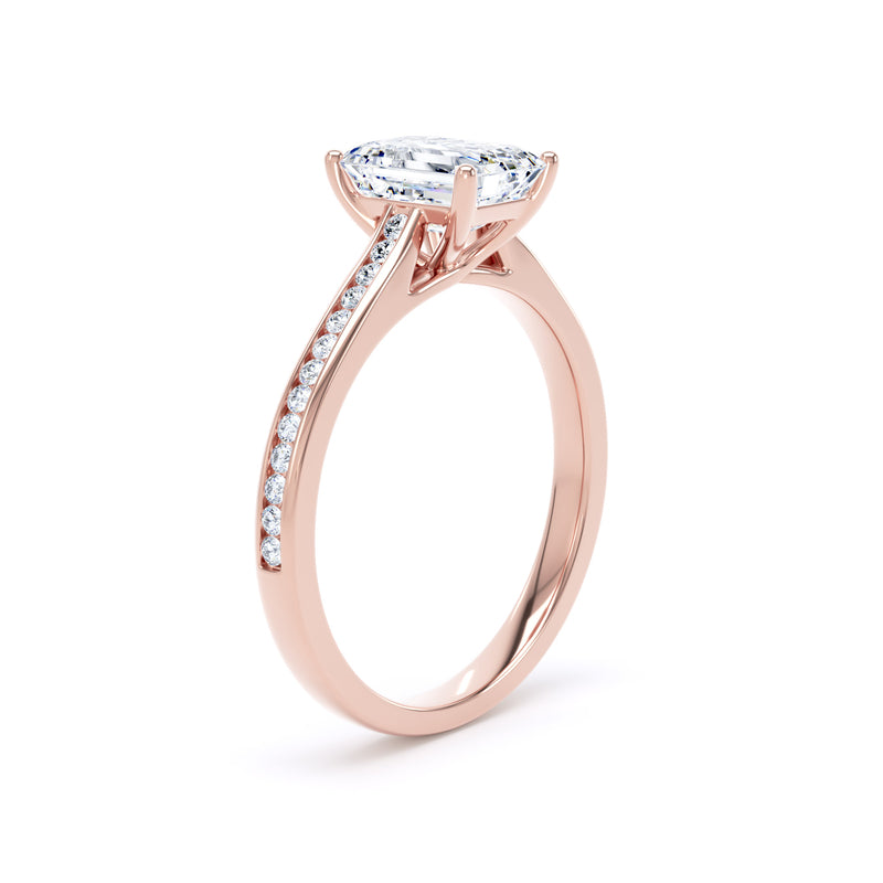 Zoe Emerald Cut Engagement Ring in 18ct Rose Gold