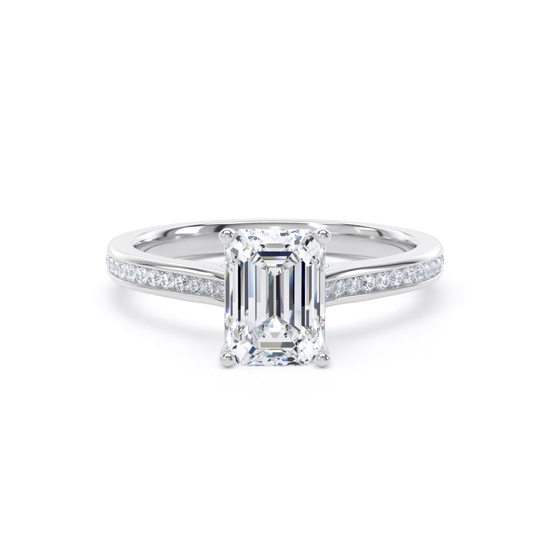 Zoe Emerald Cut Engagement Ring in 9ct White Gold