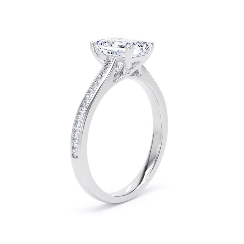 Zoe Emerald Cut Engagement Ring in 18ct White Gold