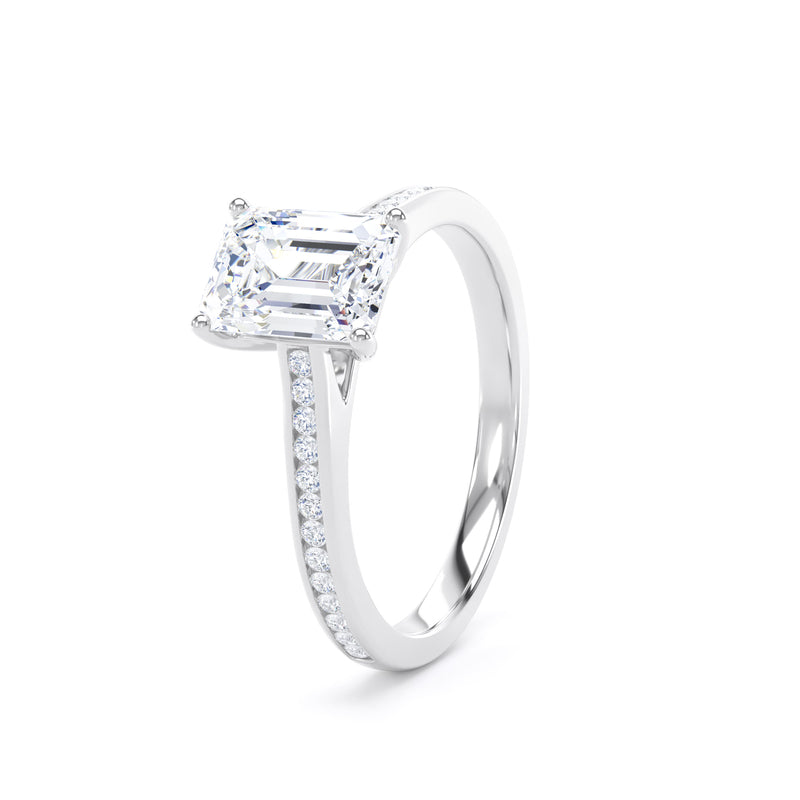 Zoe Emerald Cut Engagement Ring in 18ct White Gold