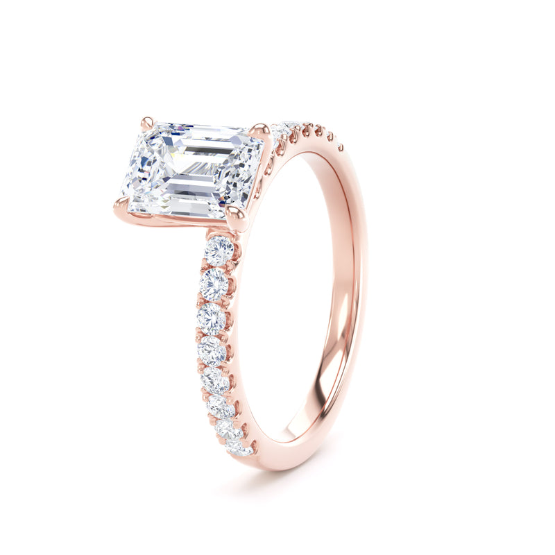 Zara Emerald Cut Engagement Ring in 18ct Rose Gold