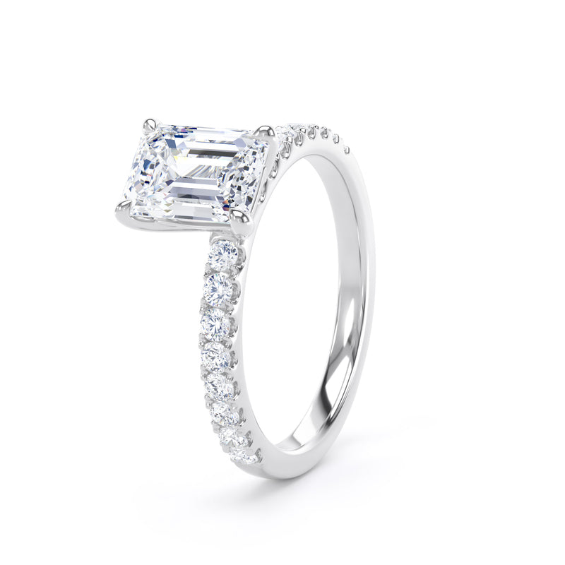 Zara Emerald Cut Engagement Ring in 9ct White Gold