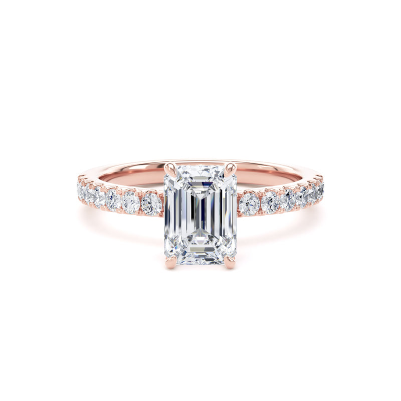 Wren Emerald Cut Engagement Ring in 18ct Rose Gold