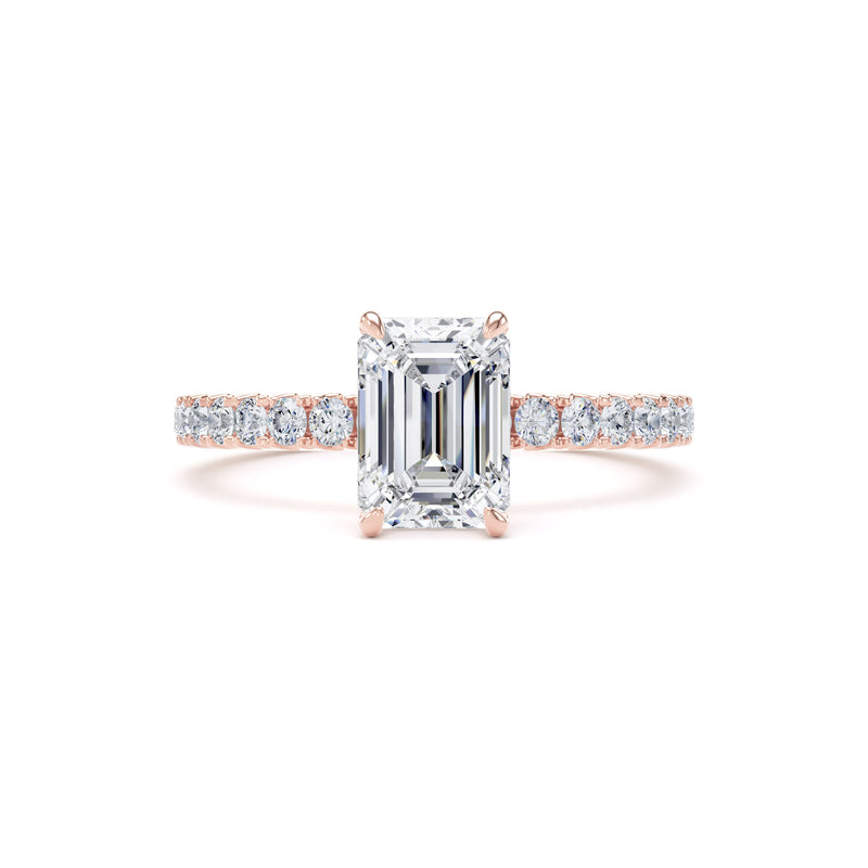 Wren Emerald Cut Engagement Ring in 9ct Rose Gold