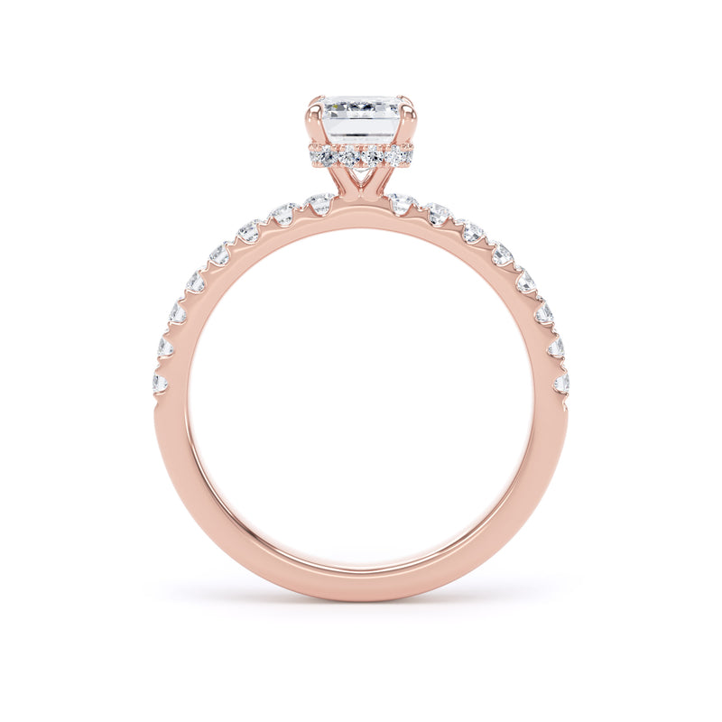 Wren Emerald Cut Engagement Ring in 9ct Rose Gold