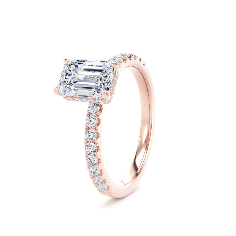 Wren Emerald Cut Engagement Ring in 9ct Rose Gold