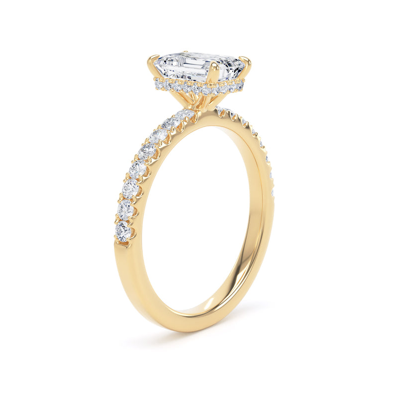 Wren Emerald Cut Engagement Ring in 18ct Yellow Gold