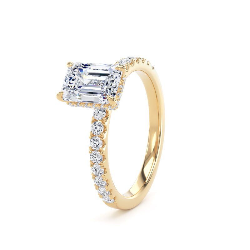 Wren Emerald Cut Engagement Ring in 9ct Yellow Gold