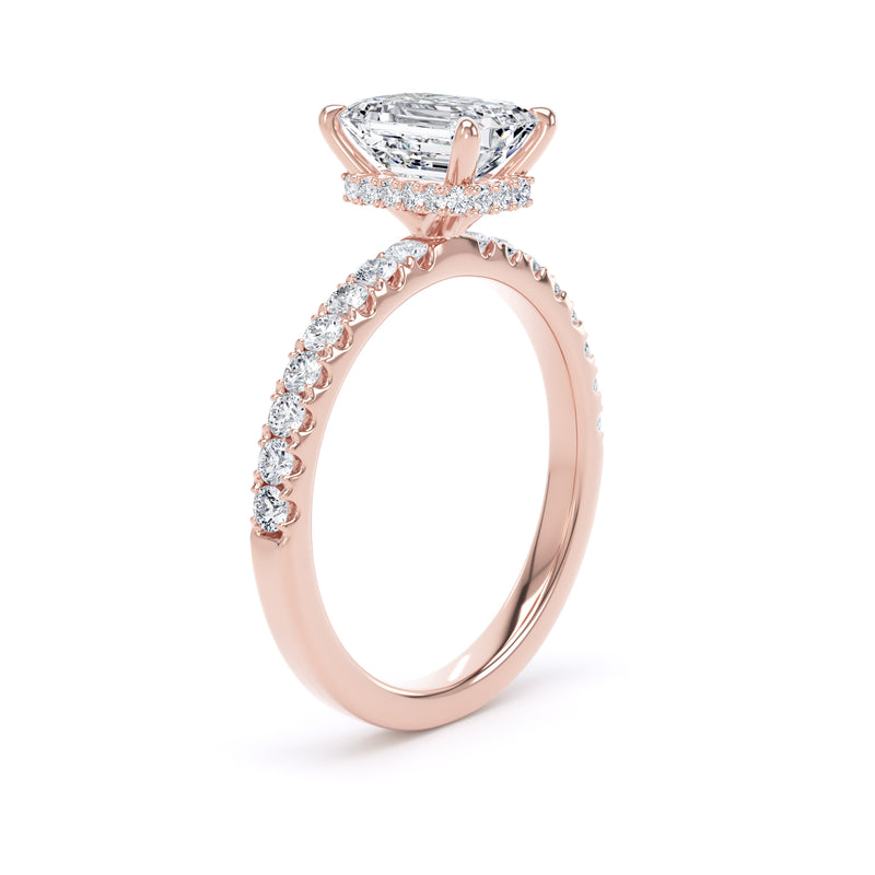 Violet Emerald Cut Engagement Ring in 18ct Rose Gold