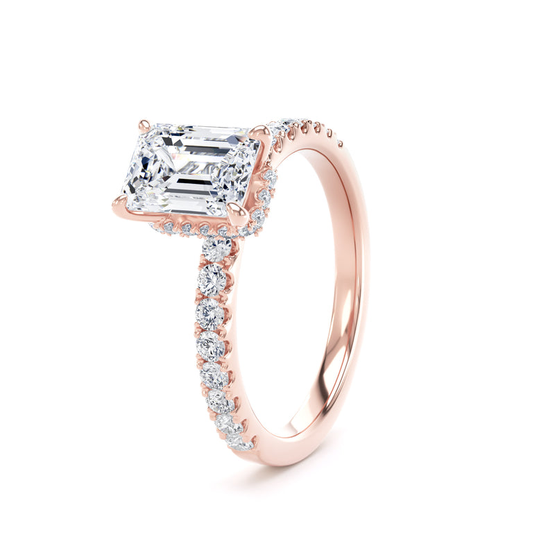 Violet Emerald Cut Engagement Ring in 9ct Rose Gold