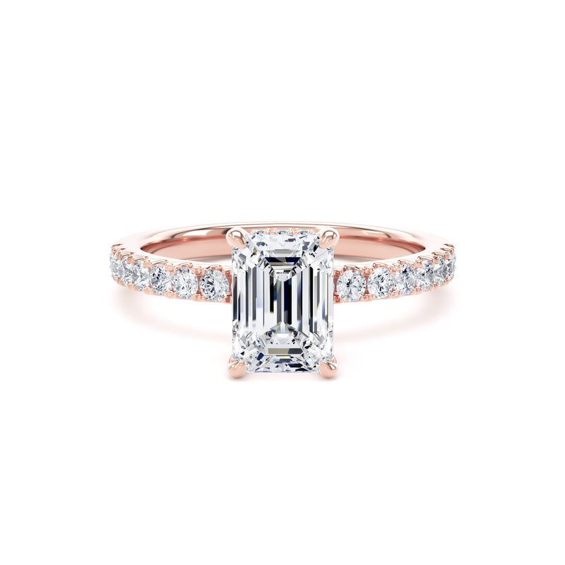 Violet Emerald Cut Engagement Ring in 9ct Rose Gold