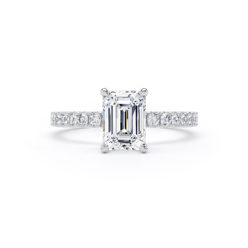 Violet Emerald Cut Engagement Ring in Platinum 950