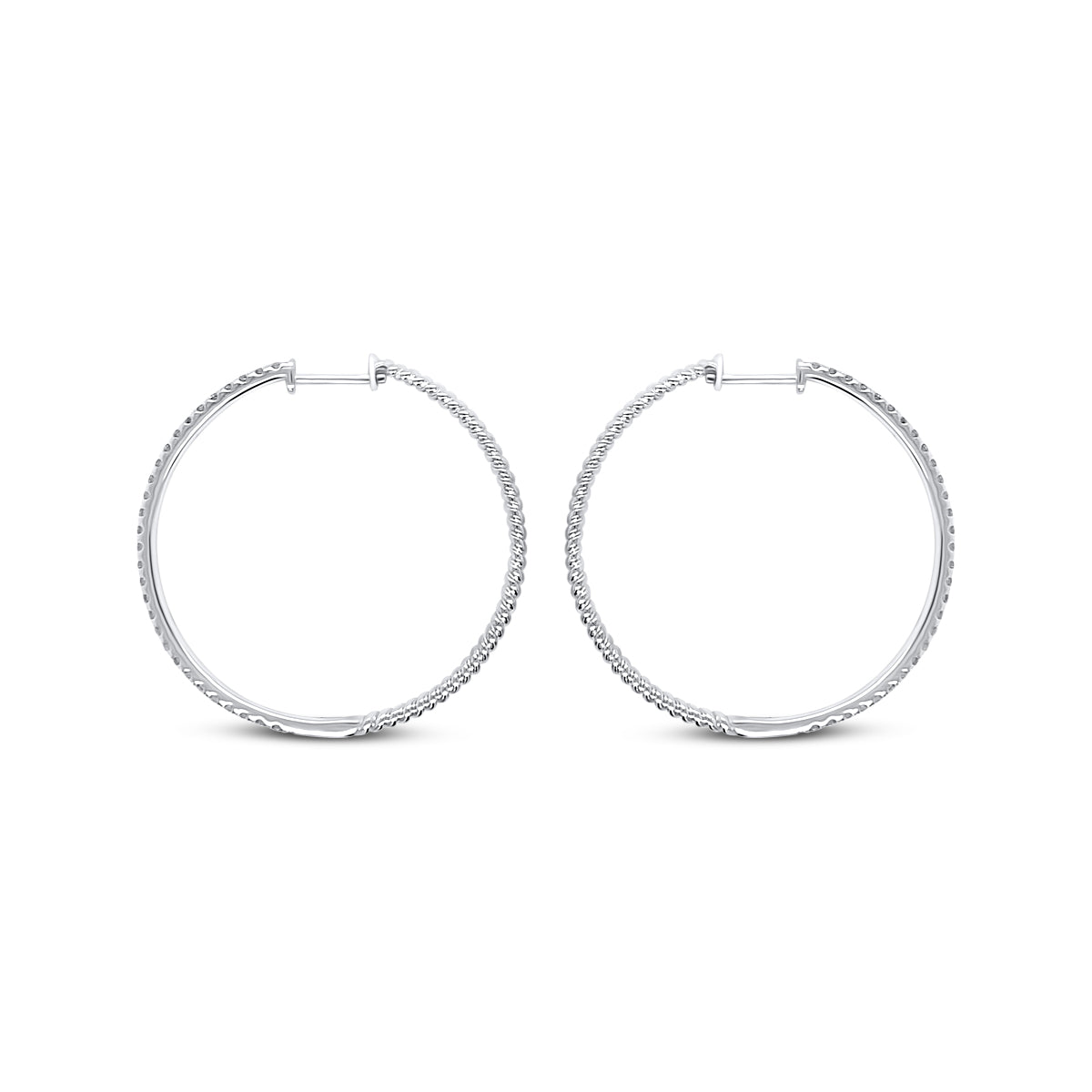 18K White Gold 1.76ct Diamond Hoop Earrings