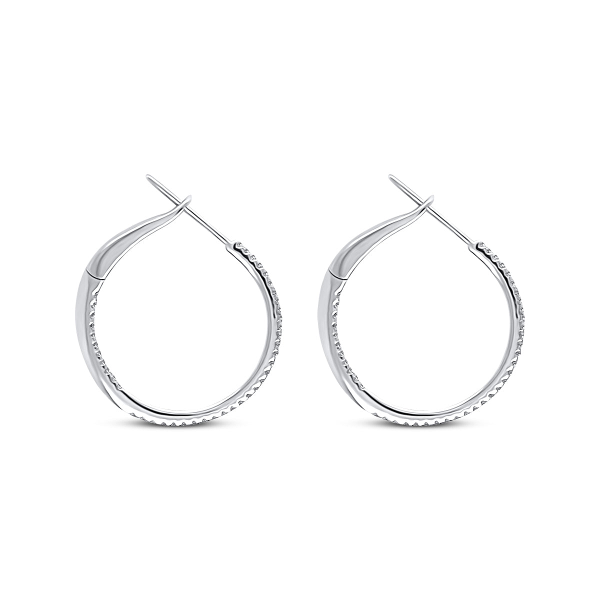 18K White Gold 0.17ct Diamond Hoop Earrings