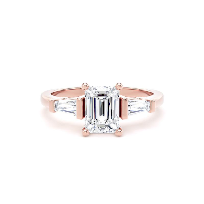 Tia Emerald Cut Engagement Ring in 18ct Rose Gold