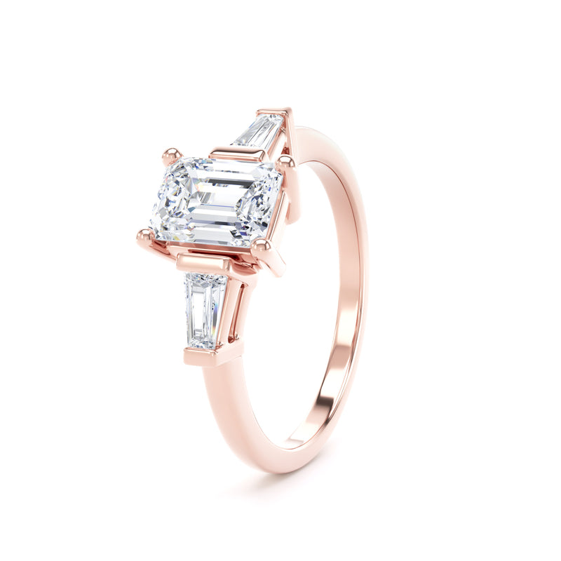 Tia Emerald Cut Engagement Ring in 9ct Rose Gold