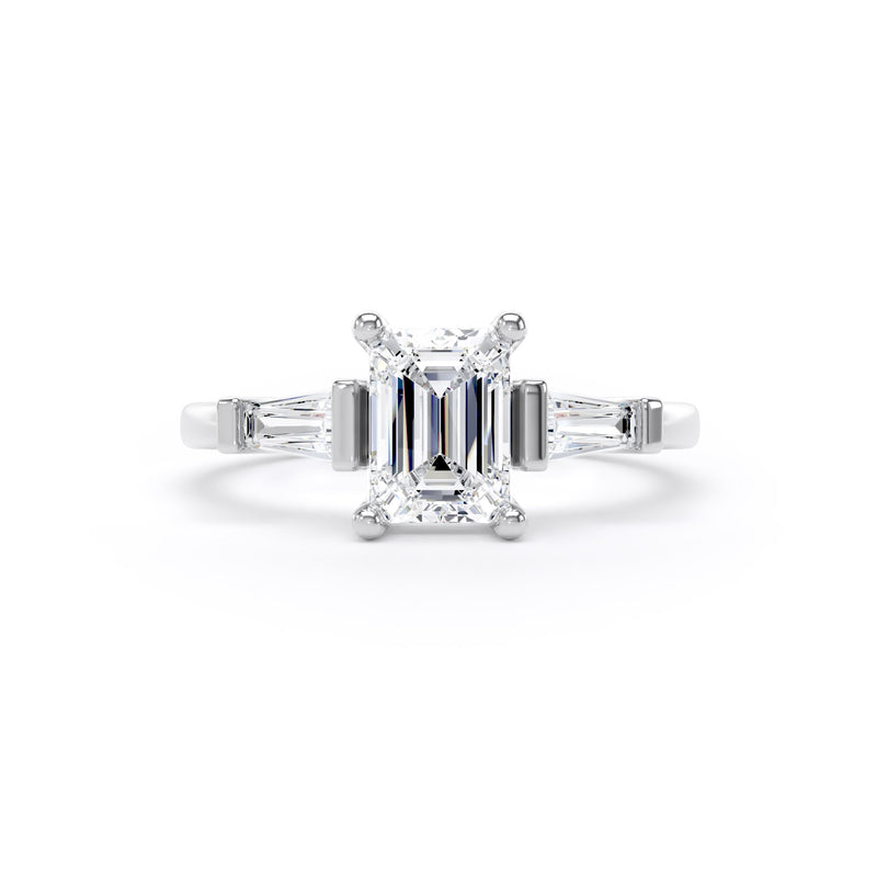 Tia Emerald Cut Engagement Ring in 9ct White Gold