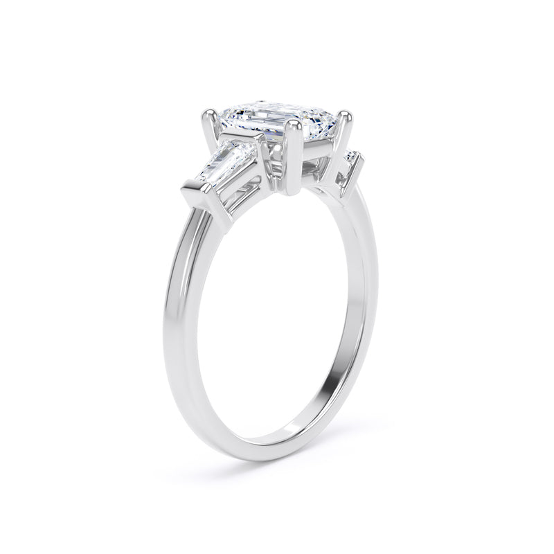 Tia Emerald Cut Engagement Ring in 18ct White Gold