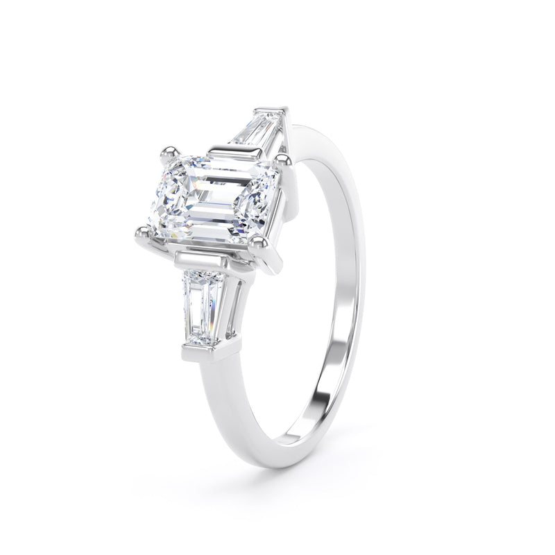 Tia Emerald Cut Engagement Ring in 18ct White Gold