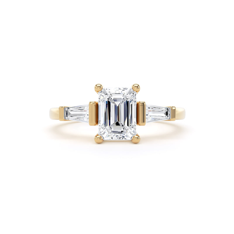 Tia Emerald Cut Engagement Ring in 9ct Yellow Gold