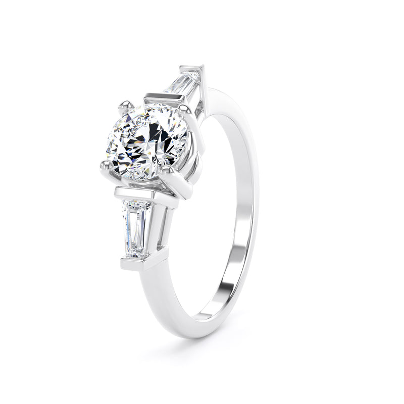 Ruth Round Cut Engagement Ring in 18ct White Gold