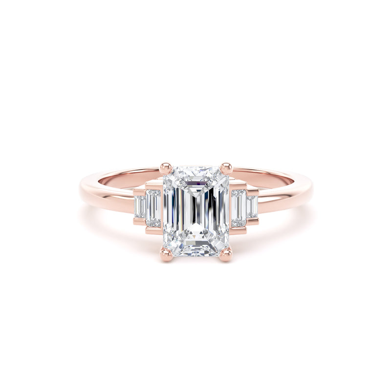 Rose Emerald Cut Engagement Ring in 9ct Rose Gold