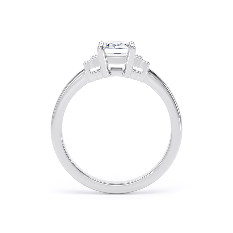 Rose Emerald Cut Engagement Ring in 9ct White Gold