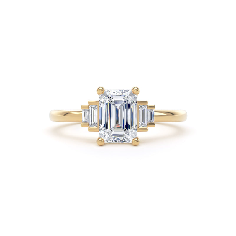 Rose Emerald Cut Engagement Ring in 18ct Yellow Gold