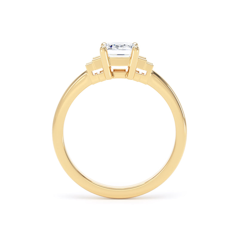 Rose Emerald Cut Engagement Ring in 18ct Yellow Gold