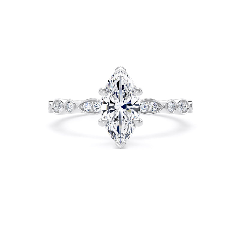 Star Marquise Cut Engagement Ring in 18ct White Gold