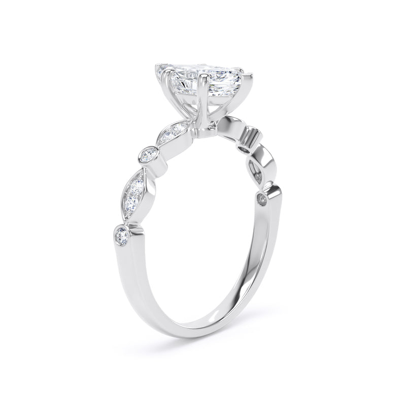Star Marquise Cut Engagement Ring in Platinum 950