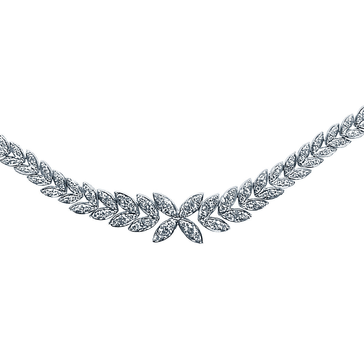 18K White Gold Barleycorn Diamond Necklace