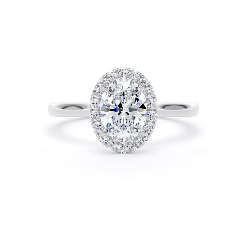 Olive Oval Cut Engagement Ring in 18ct White Gold