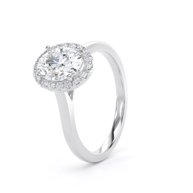 Olive Oval Cut Engagement Ring in 18ct White Gold